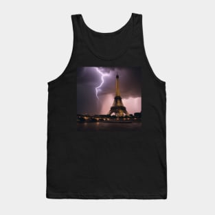 Iconic World Landmarks During A Thinderstorm: Eiffel Tower Paris Tank Top